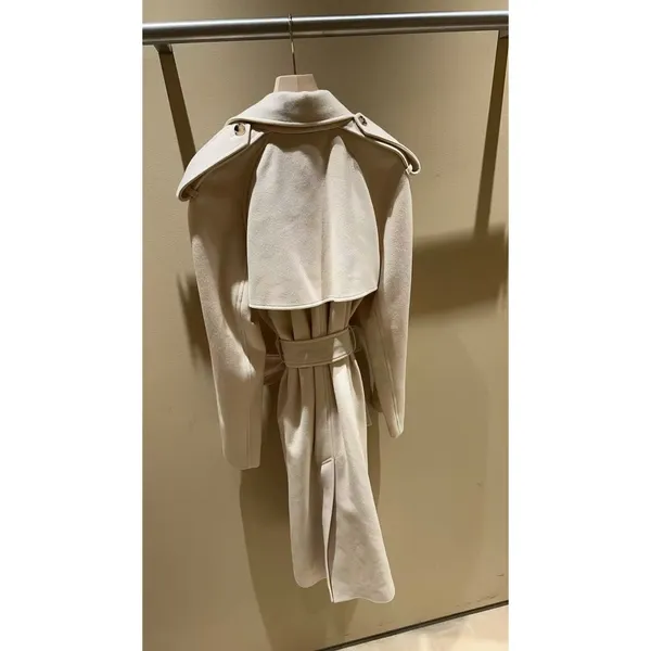 Burberry 100% Cashmere Trench Coat Candle Beige Wrap Belted 80979761006 US 6 NEW - Image 3