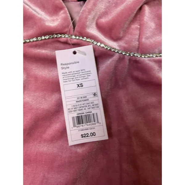 Wild‎ Fable XS Pink Velour Mini Dress with adjustable straps - Image 3