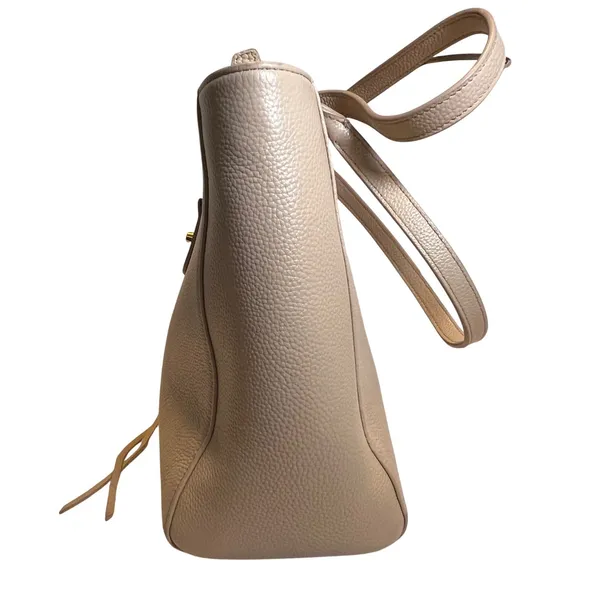 Rebecca Minkoff‎ Regan Tote Bag Womens Large Beige Pebbled Leather Tassel Gold - Image 4