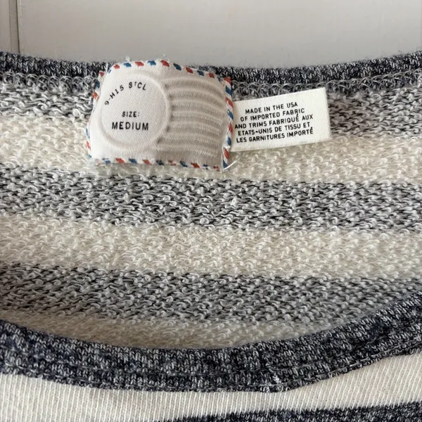 Anthropologie Postmark Fairley Grey Striped Floral Tunic Cottagecore Boho Sz Med - Image 2