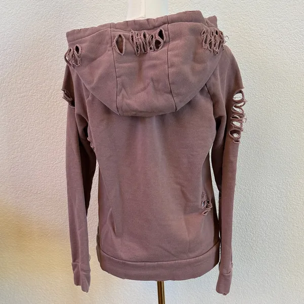 ALO Yoga | Distressed Mauve Hoodie | Sz S/M - Image 5