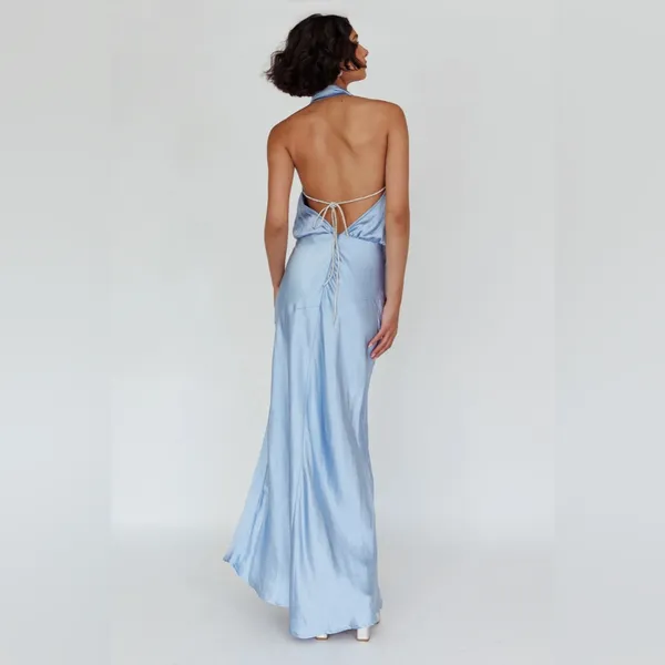 NWT Here Comes the Sun Blue maxi sparkle tie back dress size M AU 10 - Image 2