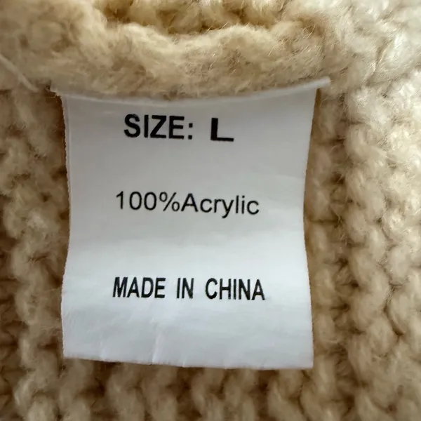 Cozy Cream Cable Knit Sweater Size L - Image 2