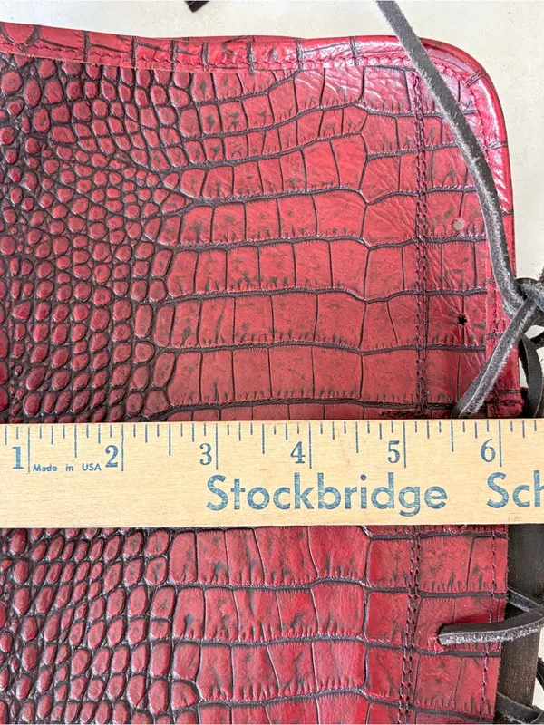 Freebird Coal Red Croco Leather Knee High Boots Zip Lace Up Women’s Size 7 - Image 11
