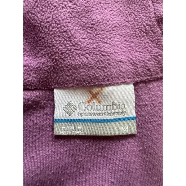 Columbia Pullover Women Sz‎ Medium 1/4 Zip Fleece Pink Long Sleeve Top Polyester - Image 3