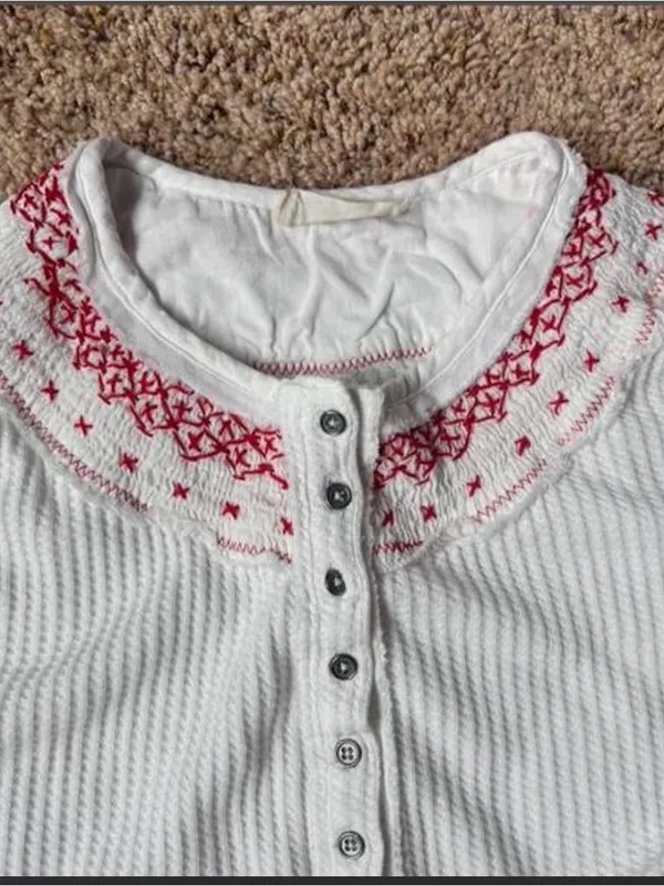 Cotton Free People Henley - Image 7