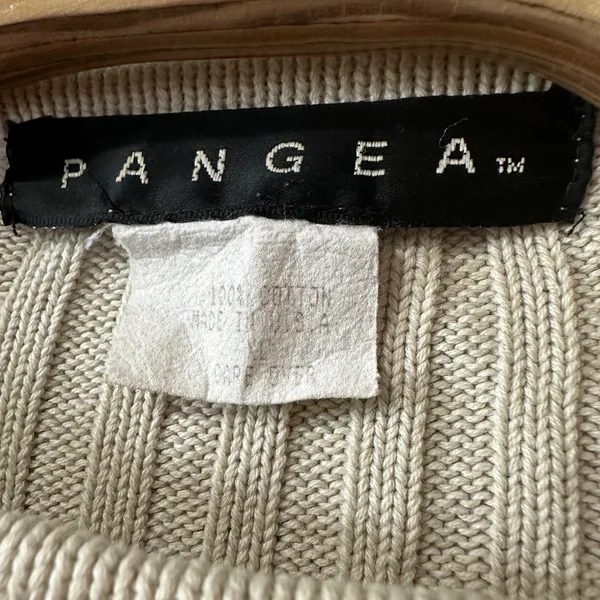 Pangea Ribbed Knit Sweater‎ Top Neutral Cotton Womens Size XL - Image 5