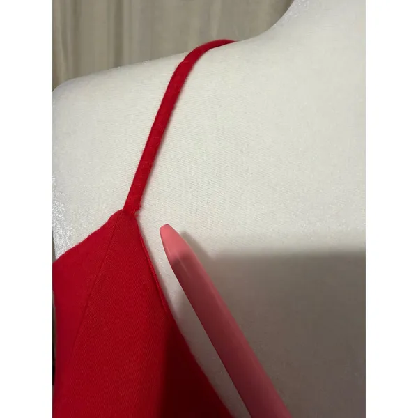 Forever 21 Red Skater Dress Small V-Neck Crisscross Back Mini Small Y2K Romantic - Image 6