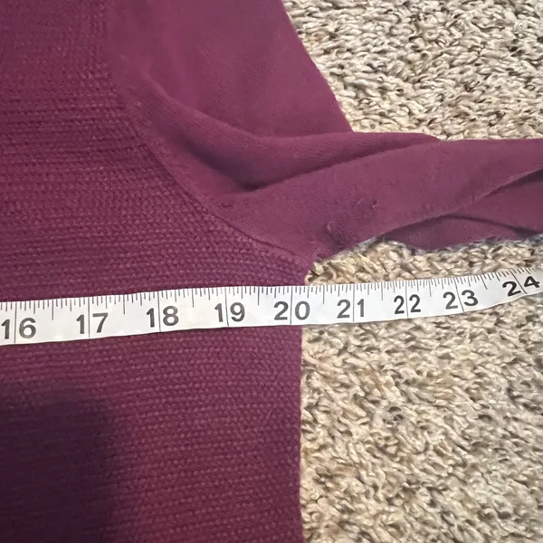 Talbots Womens Purple V Neck Cable Knit Long Sleeve‎ Cotton Sweater Size L - Image 5