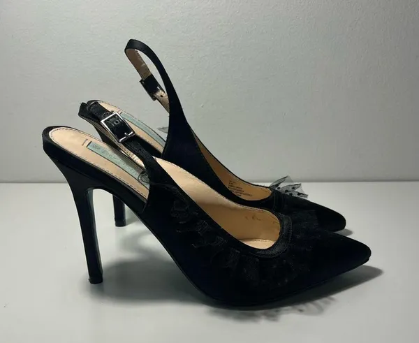 Betsey Johnson Blue Mia Lace Slingback Pumps Heels - Image 4