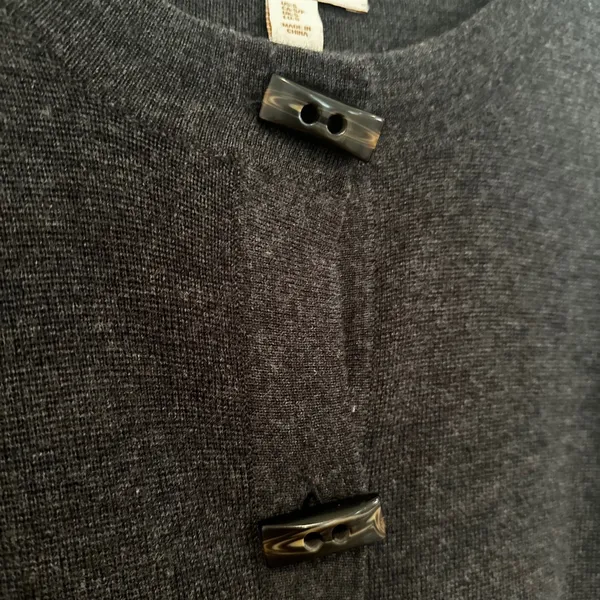 Ellen‎ Tracy Wool Cardigan Sweater Women's Small Charcoal Career Classic Preppy - Image 4