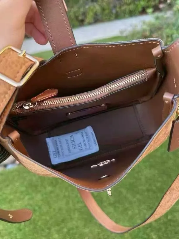 Coach Hadley Mini Crossbody Bag In Signature Suede CCE16, suede/Im/Caramel NWT - Image 3