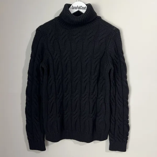 J Brand‎ Sweater Women's Medium Noella 100% Wool Cable Knit Turtleneck Chunky - Image 3