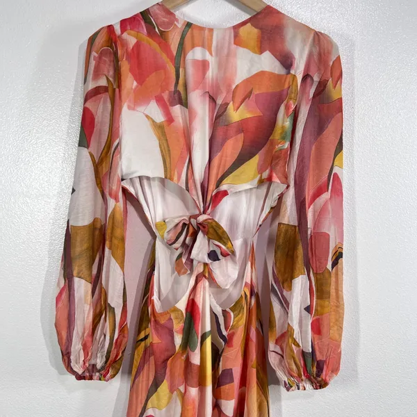 Petal & Pup Laquin Long Sleeve Maxi Dress Abstract Floral Cutout Bow Back Large‎ - Image 7