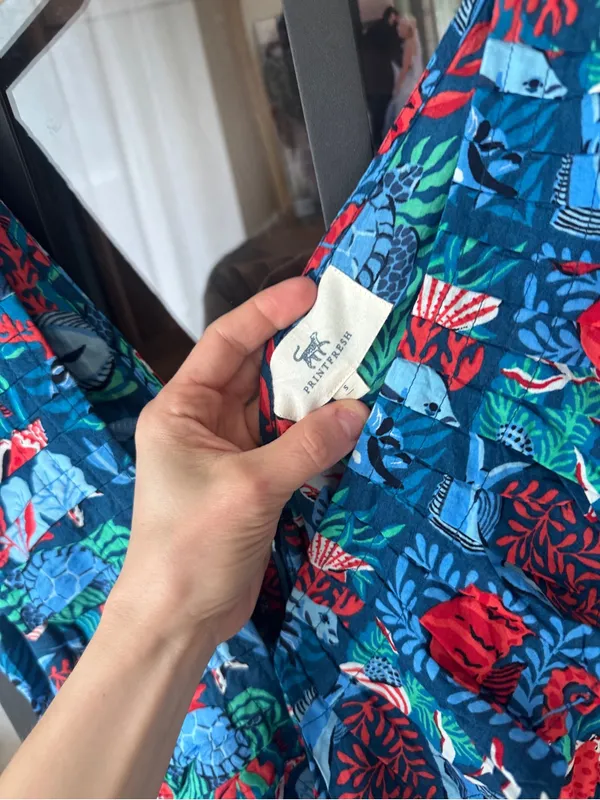 Printfresh Lola Midi Dress ruffle Nautical Tiles Seaside ocean animals fish reef - Image 3