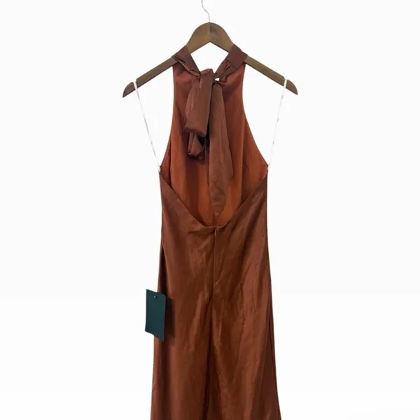 Lulus Exceptional Status Rust Halter Backless Slip Midi Dress size XS NWT - Image 6