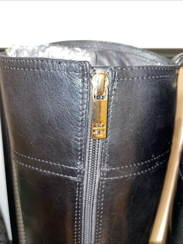 Tory Burch Brita Black Leather Tall Riding Boots Size 6M EUC - Image 6