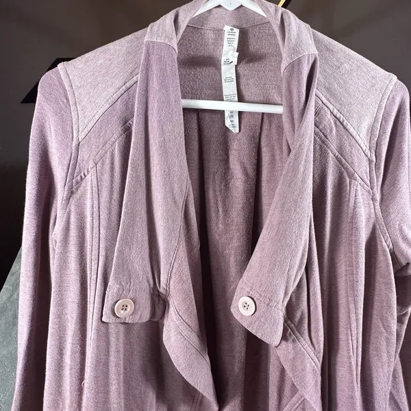 Lululemon Coast Wrap Heathered Mod Rose 8 Funnel Neck Jacket Button Cocoon - Image 12