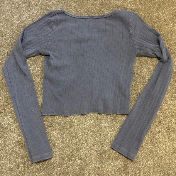 Brandy Melville John Galt Blue Cropped Long Sleeve - Image 2