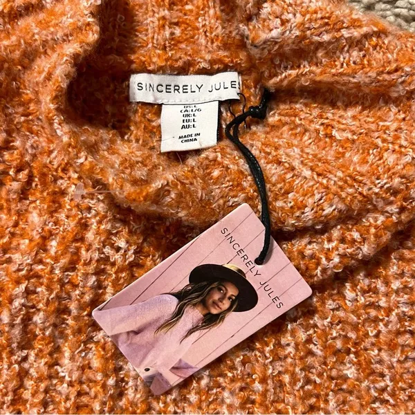 Sincerely Jules Womens Chunky Knit Pullover Sweater Size L Mock Neck Fall NWT - Image 5