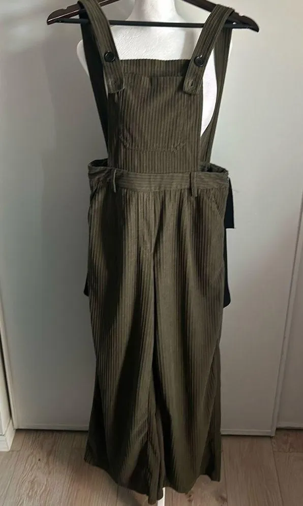 Cider Corduroy Adjustable Button Strap Casual Relaxed Backless Overalls - Image 10