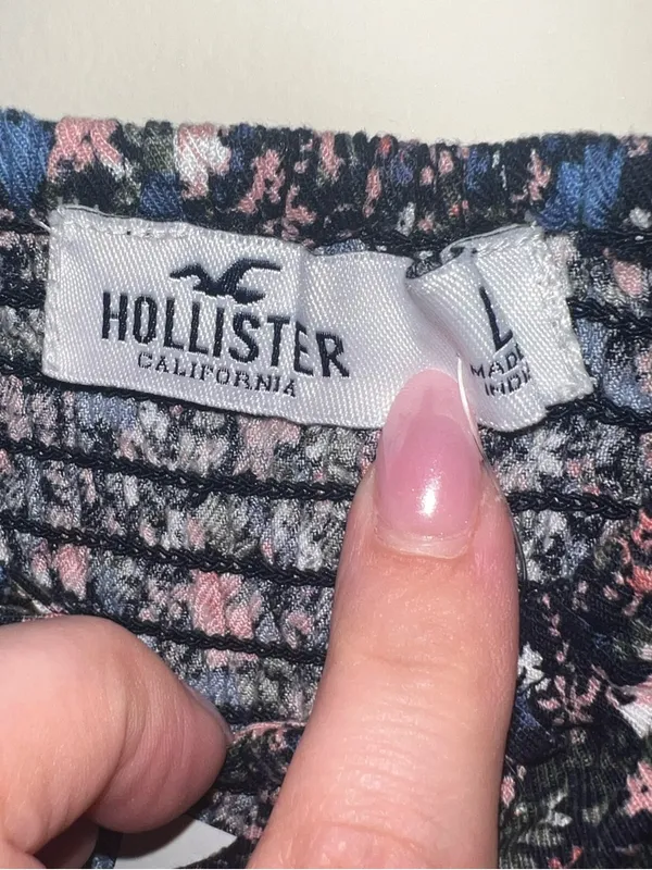 Hollister‎ Floral Smocked Crop Cami Tie Front NWT Size L - Image 7
