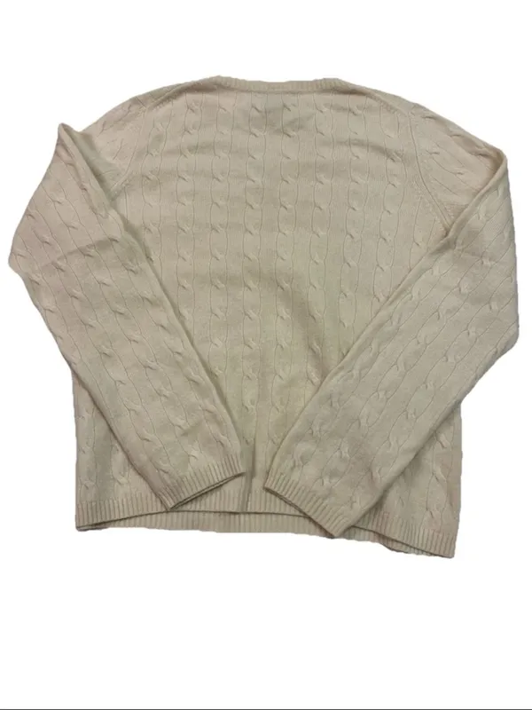 Charter Club Cashmere Sweater V-Neck Cable Knit Beige Long Sleeve Petite Small - Image 5