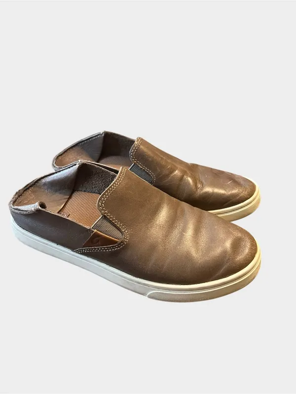 OluKai Pehuea Leather Espresso Brown Slip-On Sneakers Women’s Size 6 - Image 6