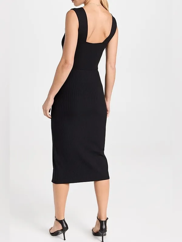Reformation Black Ribbed Cassi Knit Dress size Large - Image 2