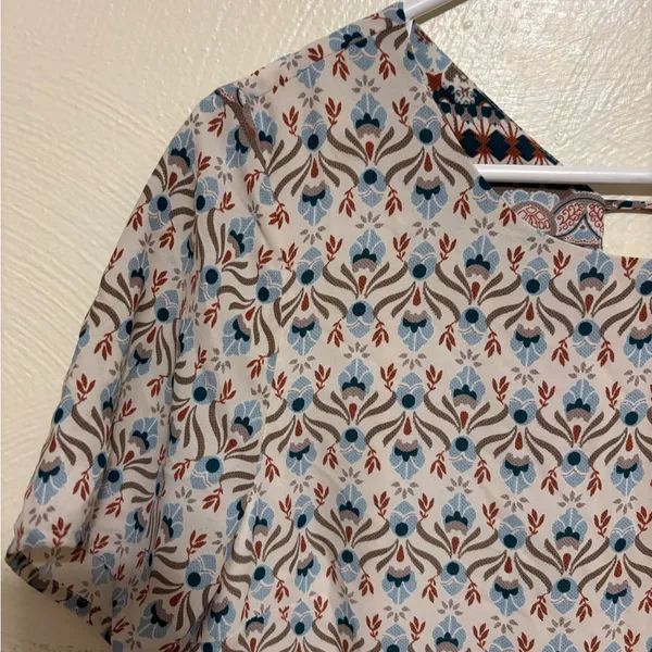Vibe Boho Border Print Shift Dress Women’s Medium Short Sleeve Lined - Image 8