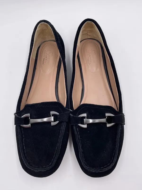 I Love Comfort Memo Tech Driving Loafers Flats Size 9.5 Black Suede Leather Shoe - Image 4