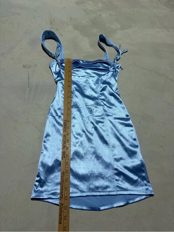 Lucy in the sky Satin Light Blue mini Dress XS - Image 5