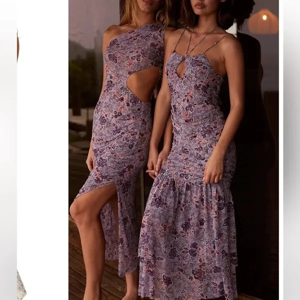 MISA Los Angeles Nicola Floral Mesh Halter Midi Dress Blue Size XS NWT - Image 14