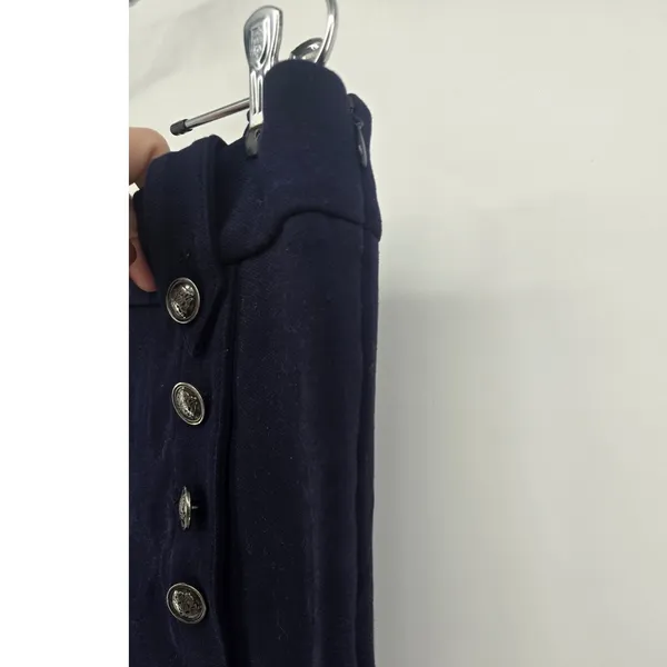 Talbots Sailor Pants Womens 14 Wide Leg Cropped Navy Blue Crest Button EUC - Image 3