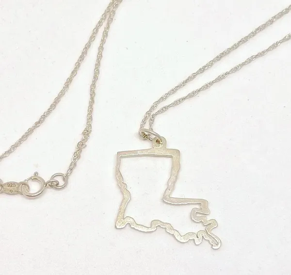 Maya Brenner Louisiana Necklace SterlingSilver State Outline Charm Delicate Fine - Image 4