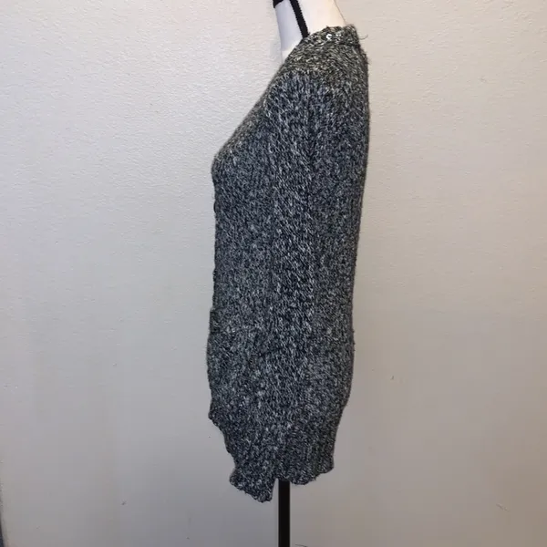 Mudd  heathered grey sequined v-neck button down sweater - Image 7