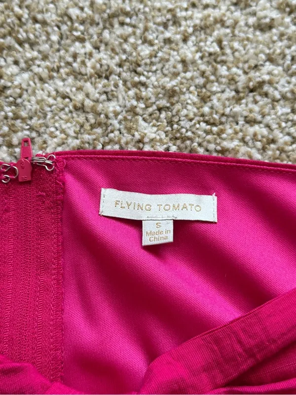 Flying Tomato Fuschia Pink Twisted Crop Top High Rise Wide-Leg Pant Set Sz S & M - Image 7