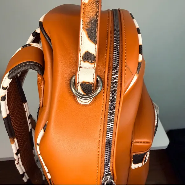 Wrangler Cognac Faux Leather Mini Backpack with Black & White Trim - Image 7