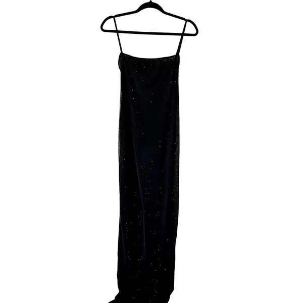 Oh Polly Celandine Sheer Embellished Backless Maxi Dress in Black size 4 New - Image 6