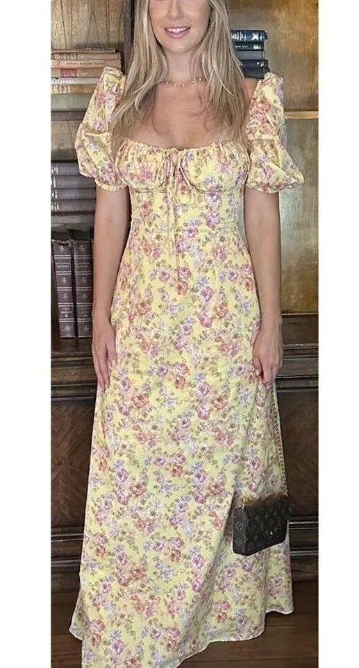 HOUSE OF CB Felizia Puff Sleeve Sundress in Butter Print Size X-Small - Image 2