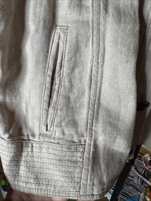 Free People Linen Blend Beige Utility Jacket Size XS - Image 6