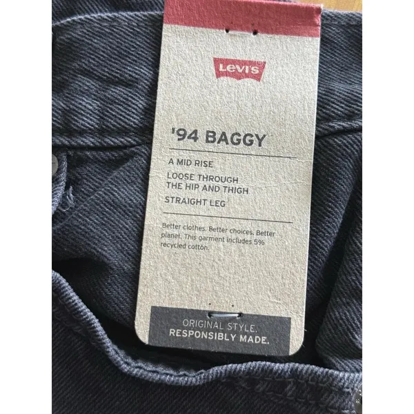 Levis '94 Baggy Jeans Womens 28x31 Black NEW Straight Leg Denim 100% Cotton - Image 8