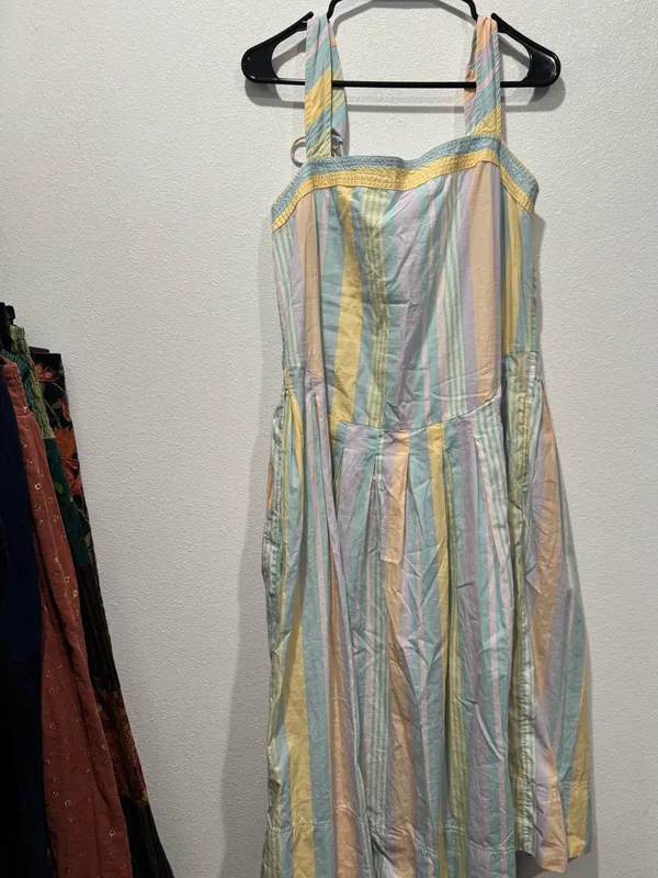 Free People Primavera Stripe Cotton Midi Dress Pastel Combo M - Image 3