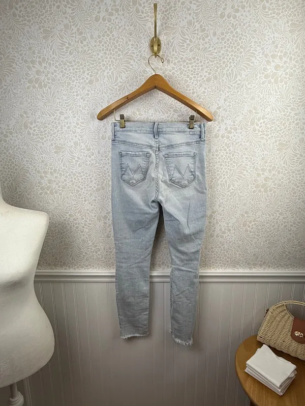 MOTHER The Stunner Zip Ankle Step Fray Distressed Light Wash Jeans - Size - 24 - Image 11