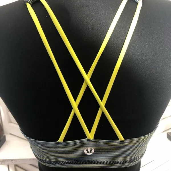 Lululemon Free to Be Bra Wild Sports Padded Strappy Blue Yellow Extra Small - Image 7