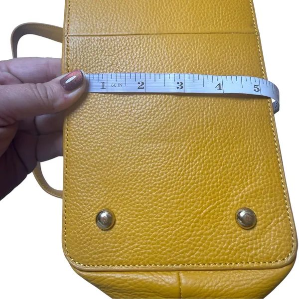 Ora Delphine Eden Leather Tote Bag Mustard Yellow No Shoulder Strap - Image 15