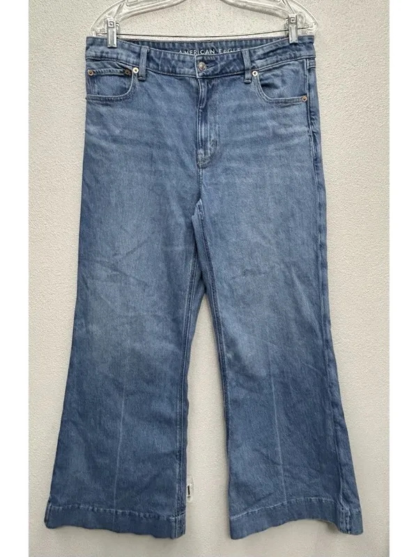 American Eagle High Rise Flare womens sz 10 medium wash denim jeans 33x29 - Image 2