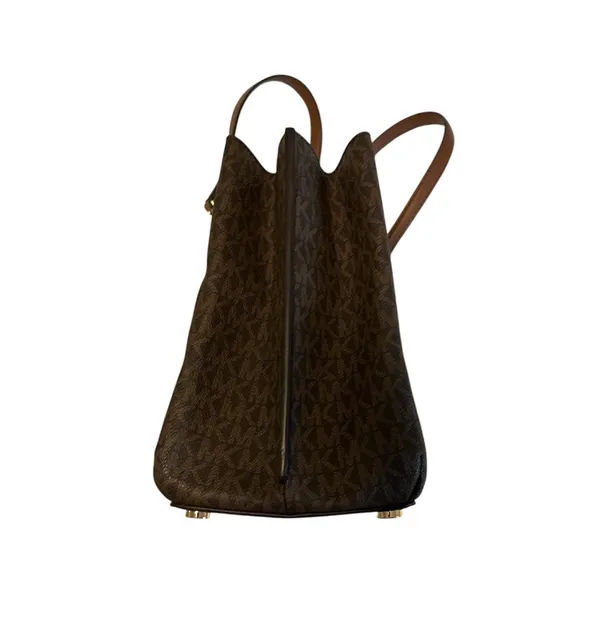 Michael Kors Teagen Large Logo Shoulder Bag Brown MK Monogram EUC purse handbag - Image 7