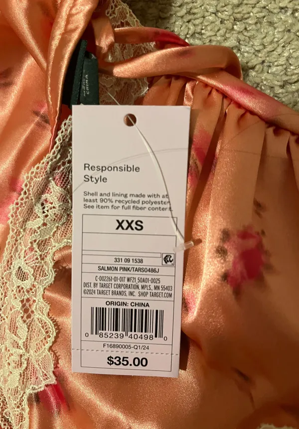 Salmon Pink Satin Floral Maxi Dress - Image 4
