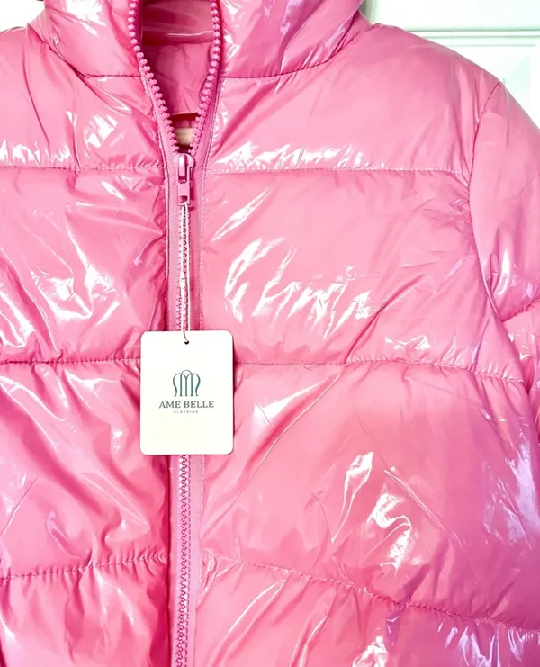 Ame Belle Women’s Shiny Pink Puffer Coat-XS - Image 3